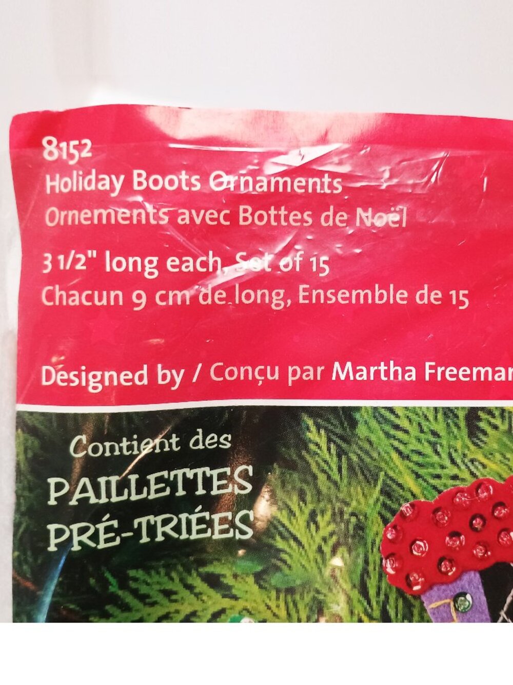 2007 Dimensions Feltworks Applique Kit, 8152 Holiday Boots Ornaments, INCOMPLETE - Picture 3 of 7